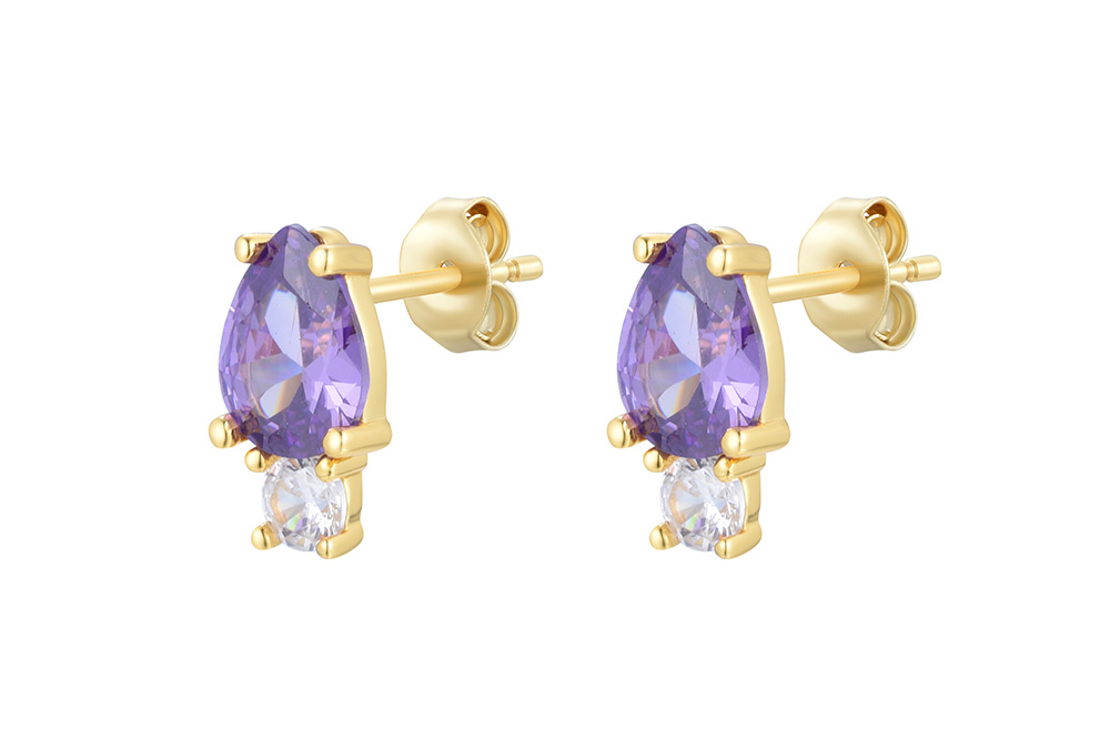 Pendiente plata 925 zirconitas dos colores presión 