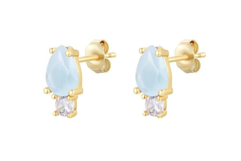 [140220002WLC] Silver 925 earring cz (White, Gold plated)