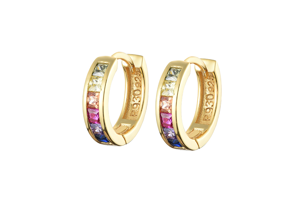 [140301302ZMC] Silver 925 earring cz (Gold plated)