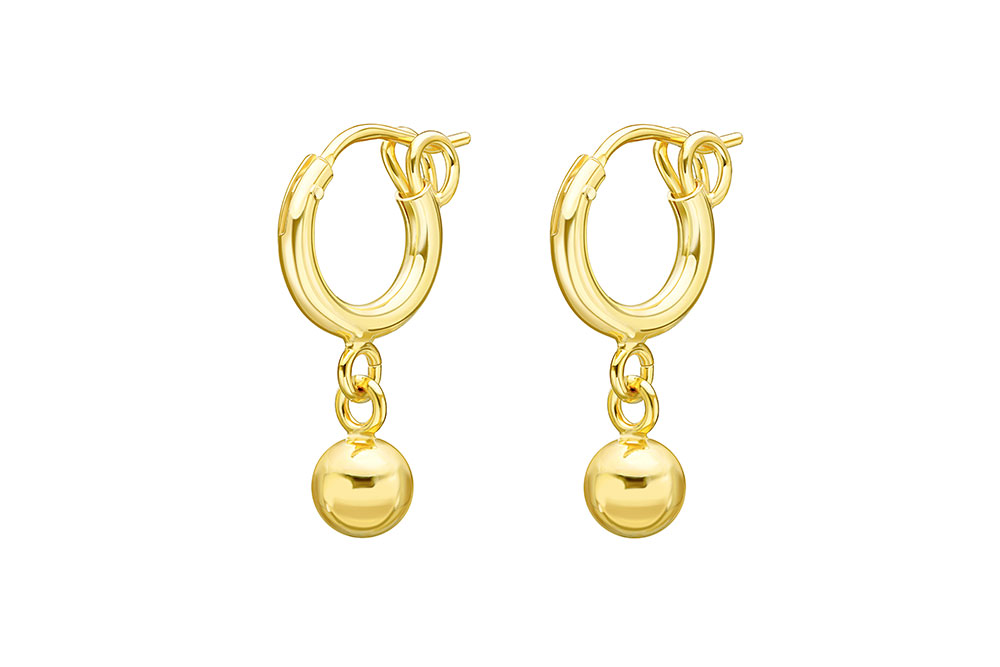 Pendiente plata 925 aro bola cierre de clic 