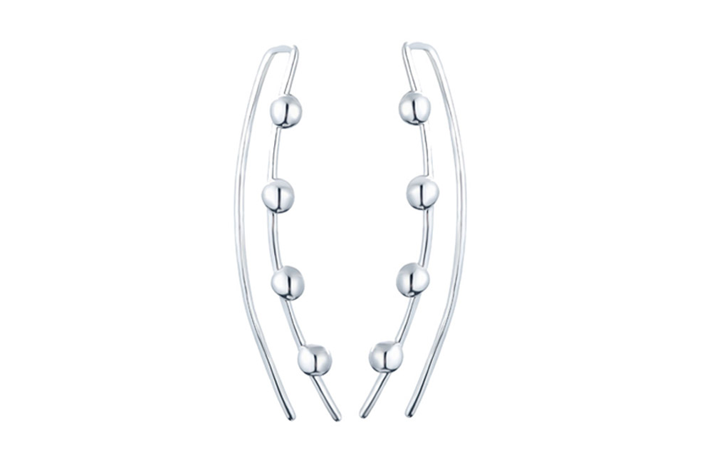 [1439500000PL] Pendiente trepador plata 925 bolitas  (Plata)