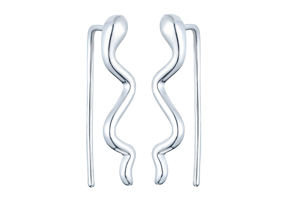 Pendiente trepador plata 925 serpiente 