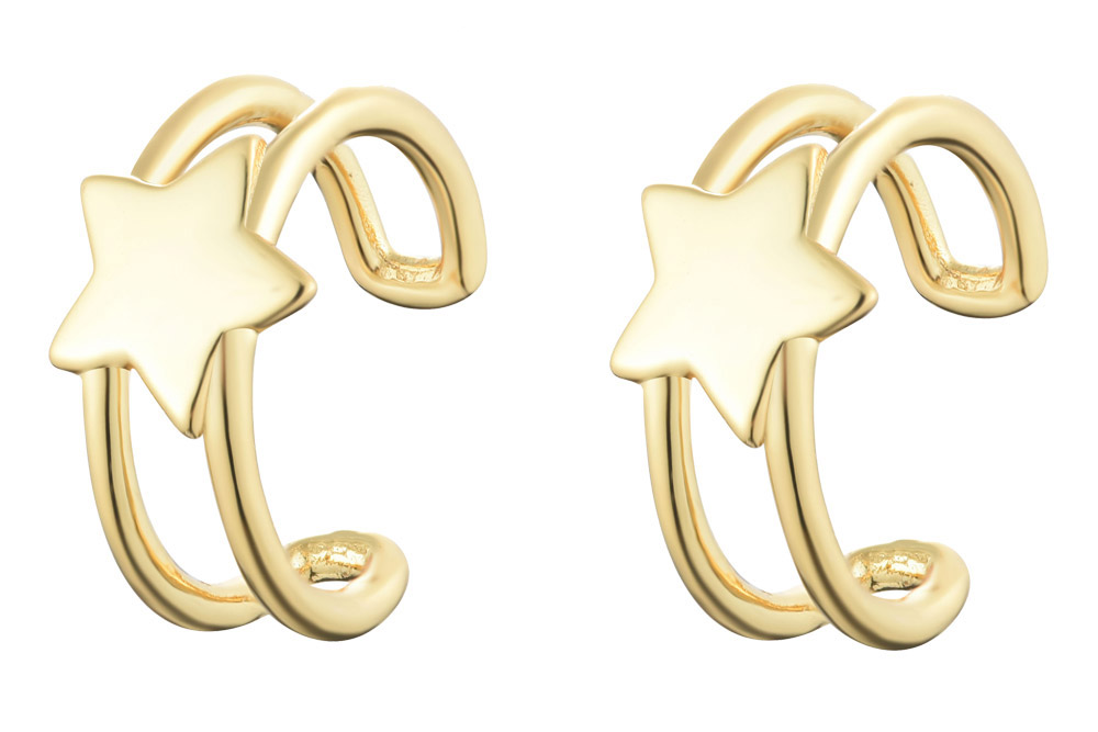 Silver 925 star ear-cuff earring rhodium