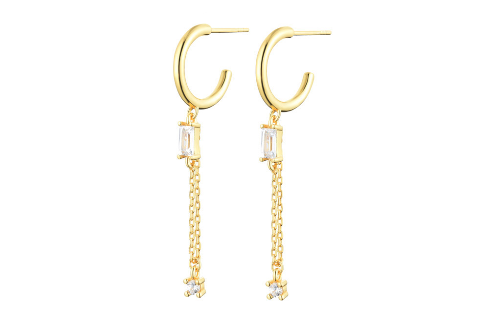 [144150002ZBL] Silver 925 cz earring (Gold plated)