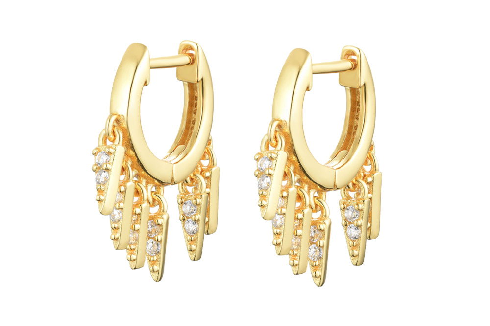 [144280002ZBL] Silver 925  hoop earring with cz (Gold plated)