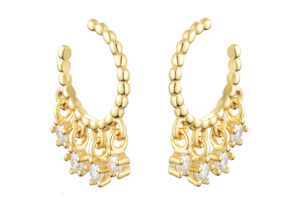 Pendiente plata 925 ear-cuff con zirconitas 