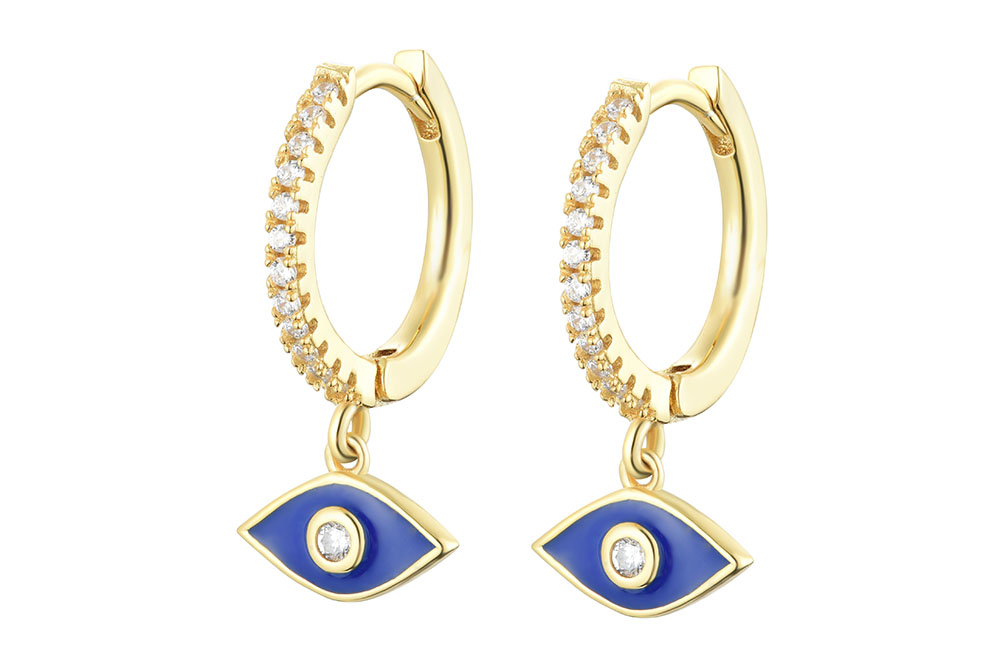 Pendiente aro plata 925 ojo turco esmalte con cz 