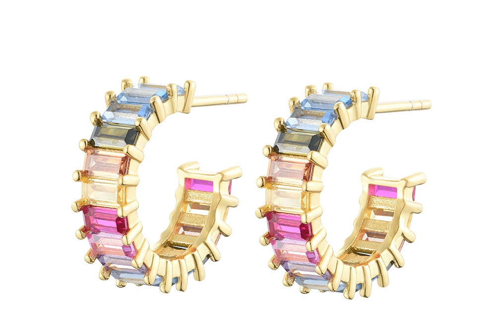 [144631602ZMC] Silver 925 earrings with cz (Gold plated)