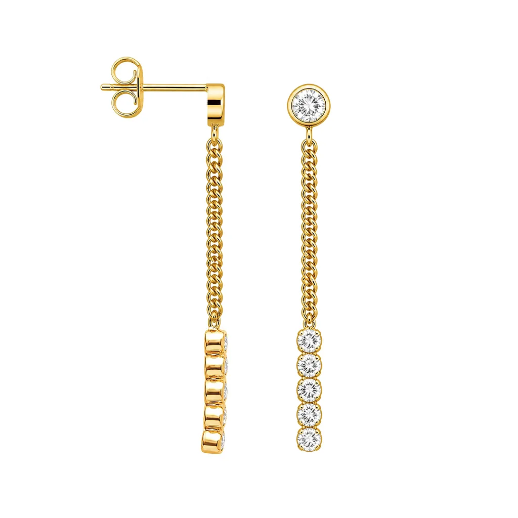 [144800002ZBL] Silver 925 earrings with cz (White, Gold plated)