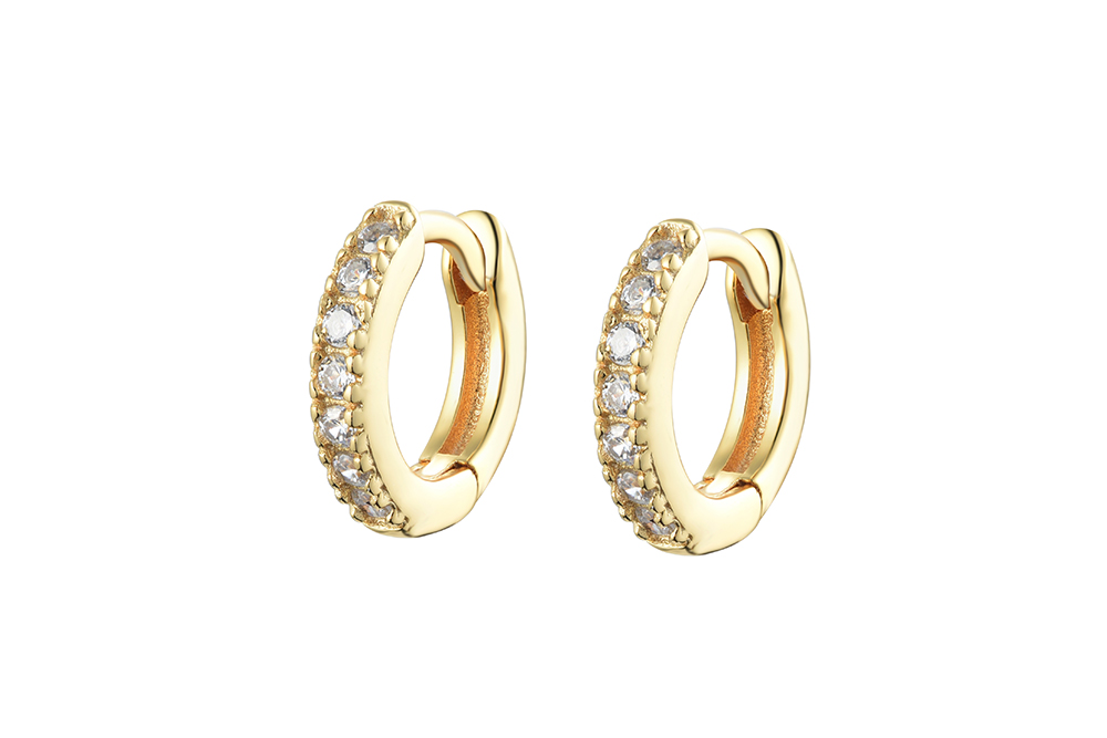 [14559E00E110BLDO] Silver 925 zirconia earring (White, Gold plated)