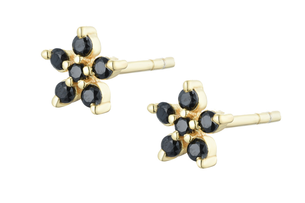 Pendiente plata 925 flor con zirconitas 