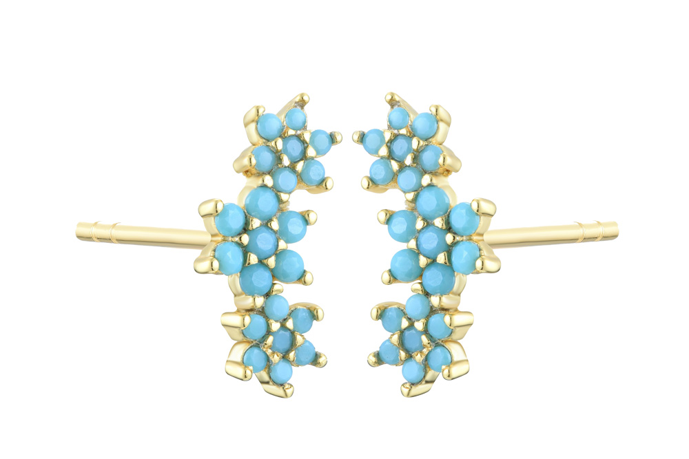 Pendiente plata 925 tres flores con zirconitas 