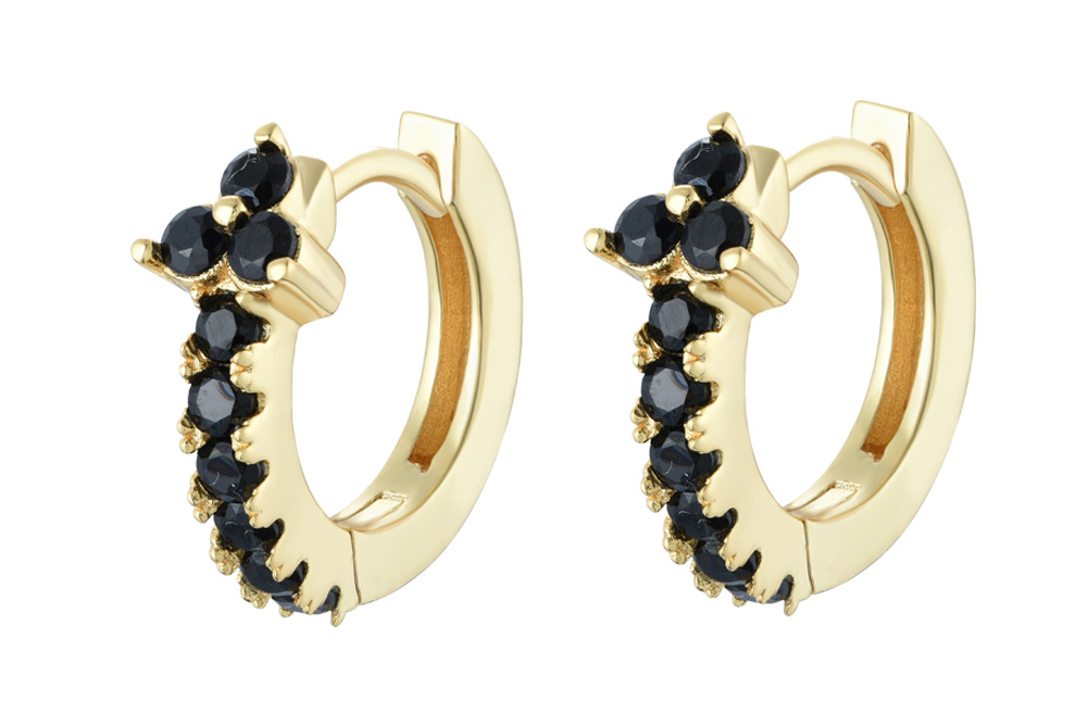 [14567E00E150NEDO] Silver 925 zirconia earring (Black)