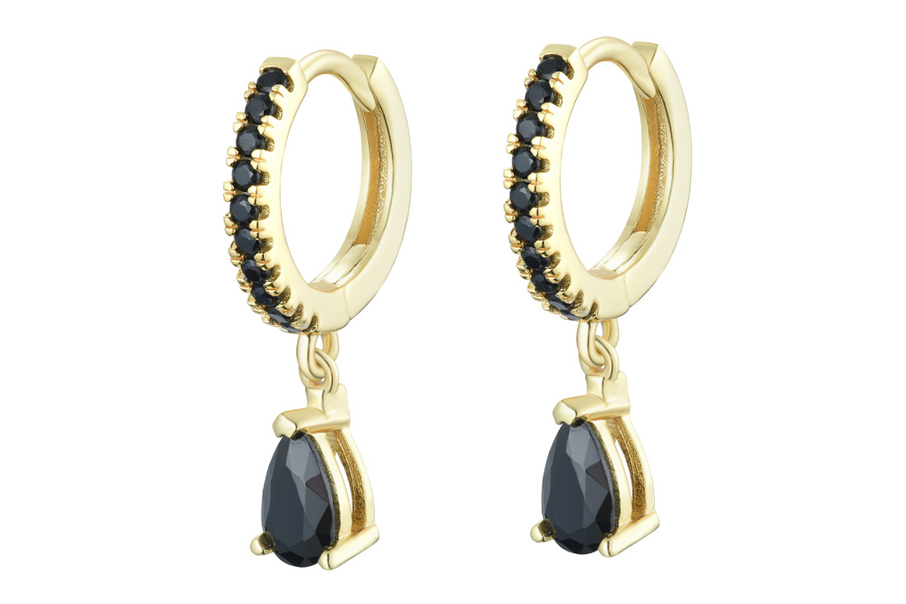 [14571E00E120NEDO] Silver 925 zirconia earring (Black)