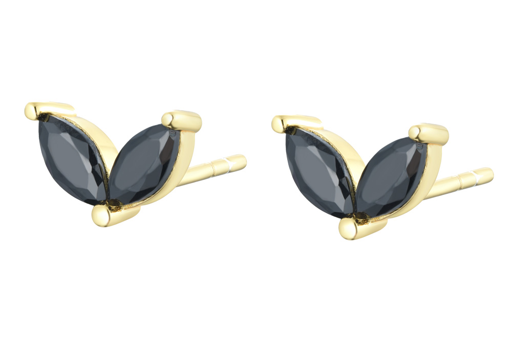 [14572E000000NEDO] Silver 925 zirconia earring (Black)