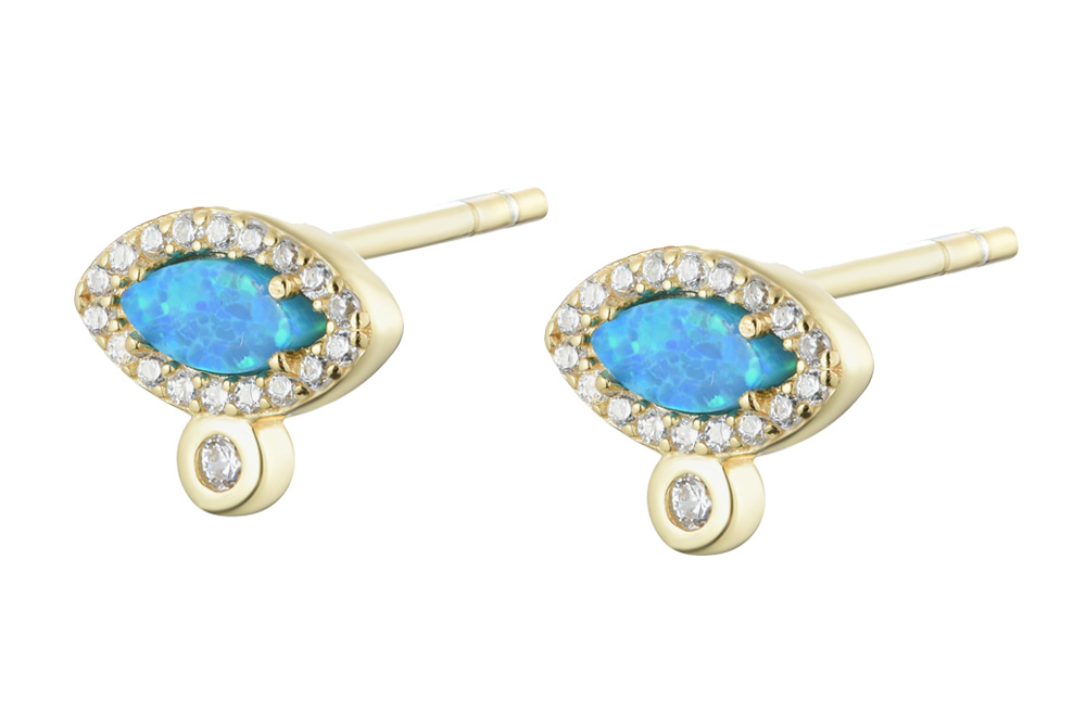 Silver 925 zirconia turkish eye earring