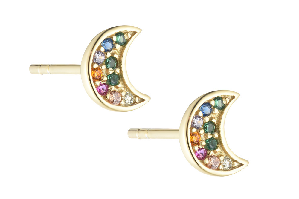 [14630E000000MCDO] Silver 925 moon earring with cubic zirconia (Gold plated)