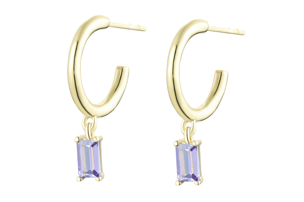 Pendiente aro plata 925 con zirconita rectangular