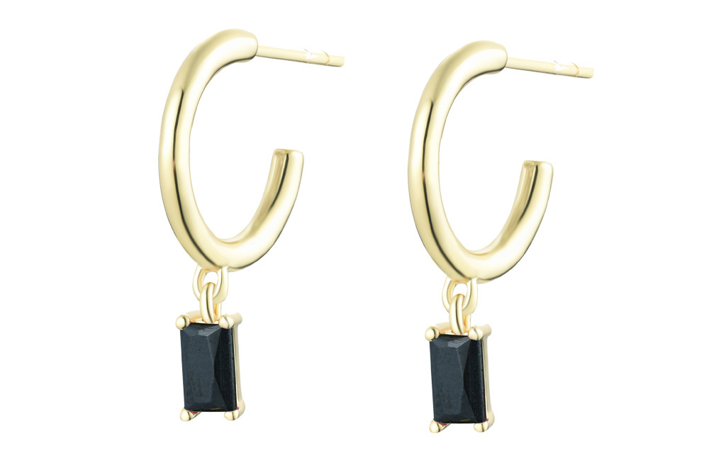 925 silver hoop earring with zirconia rectangular