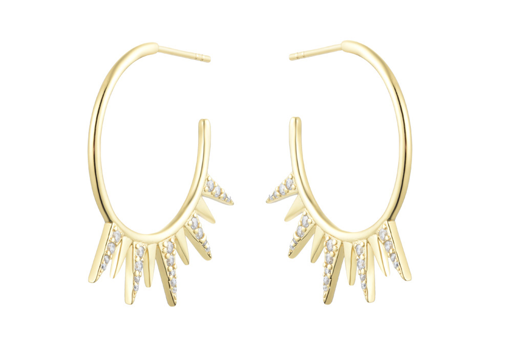 Pendiente plata 925 medio sol con zirconita 