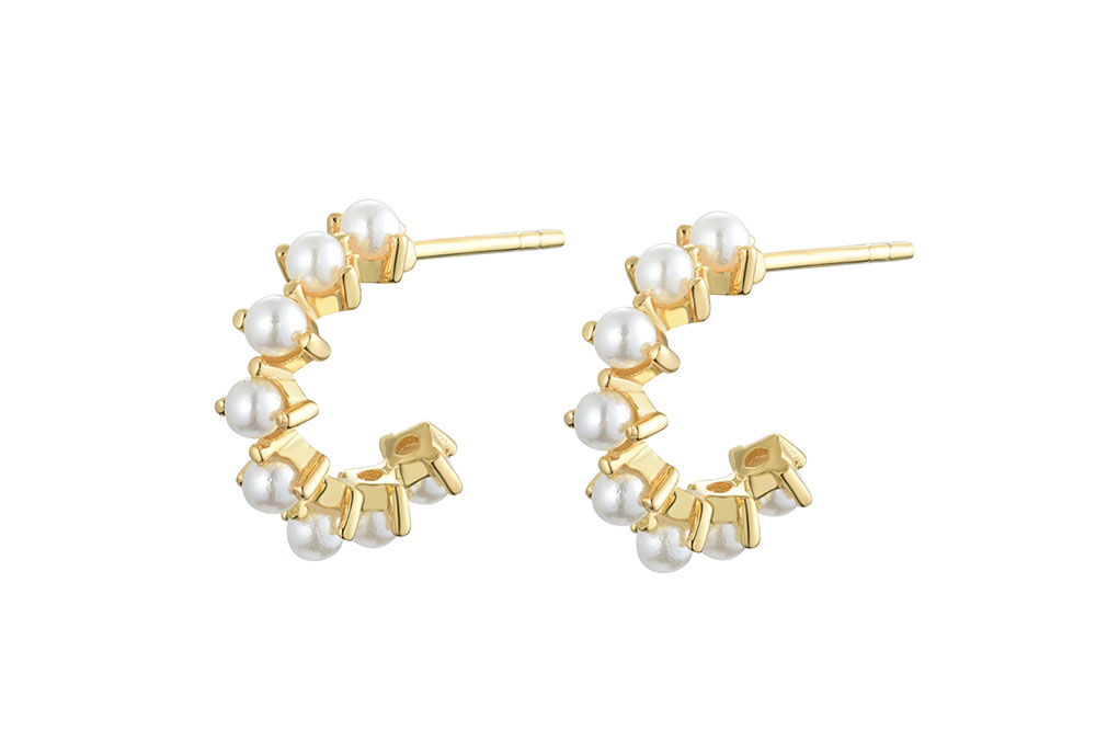 Pendiente aro plata 925 con perlas 