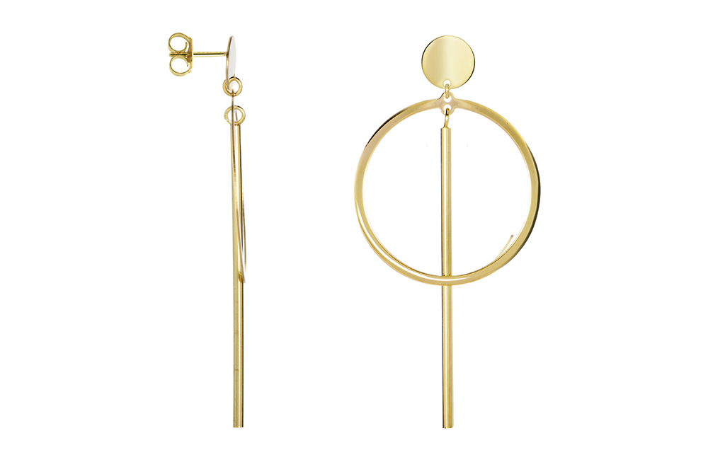 Sterling silver long earring circle & stick