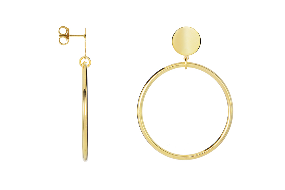 Sterling silver long circle earring