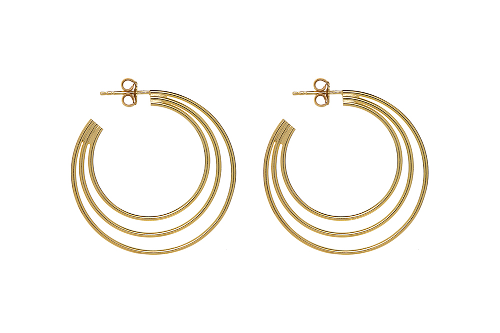 Sterling silver triple hoop earrings