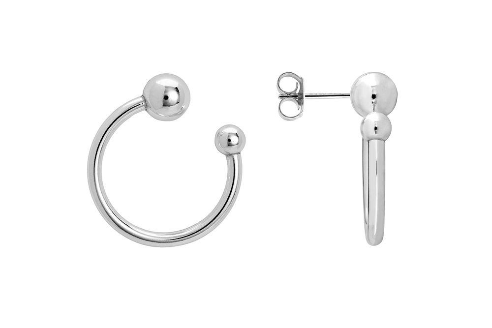 Pendiente plata 925 aro abierto con bolas