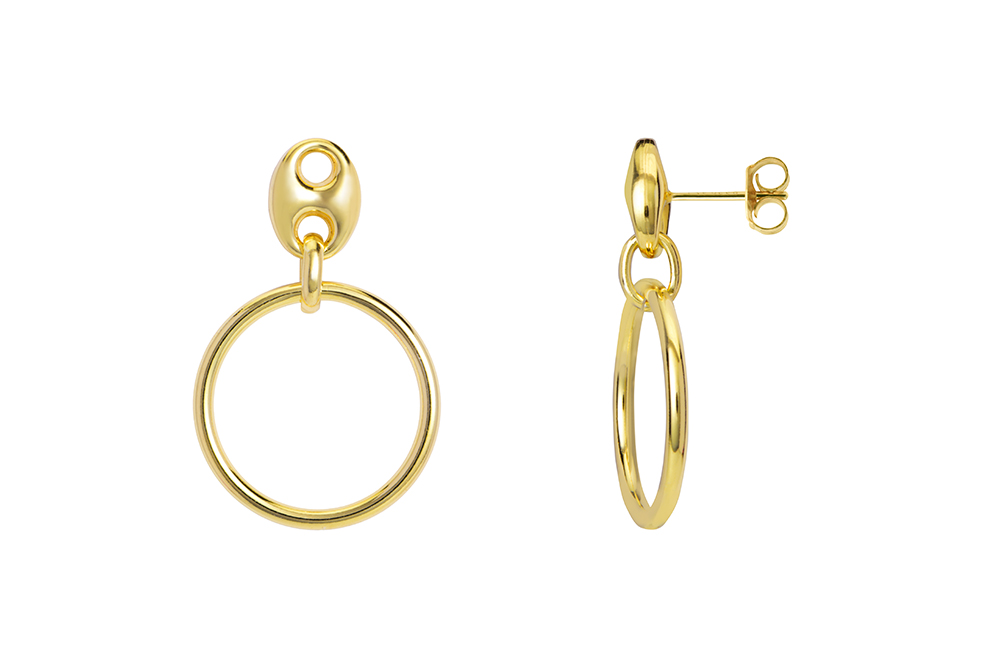 Pendiente largo plata 925 calabrote con circulo 