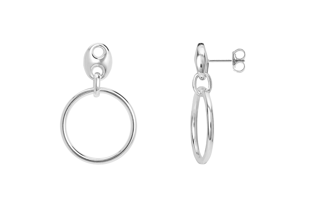 Pendiente largo plata 925 calabrote con circulo 