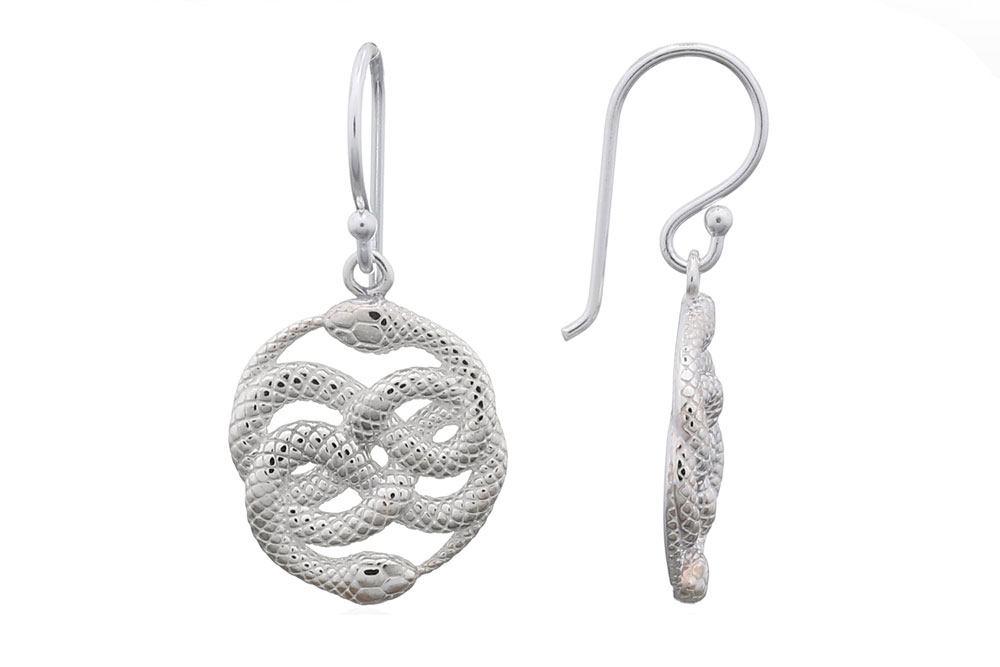 Silver snakes earring