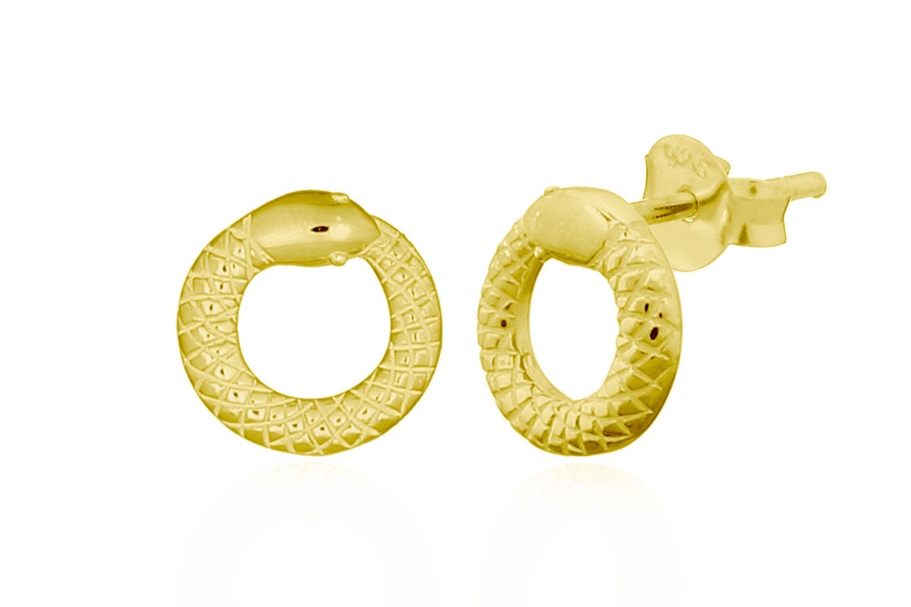 Silver snake circle earring