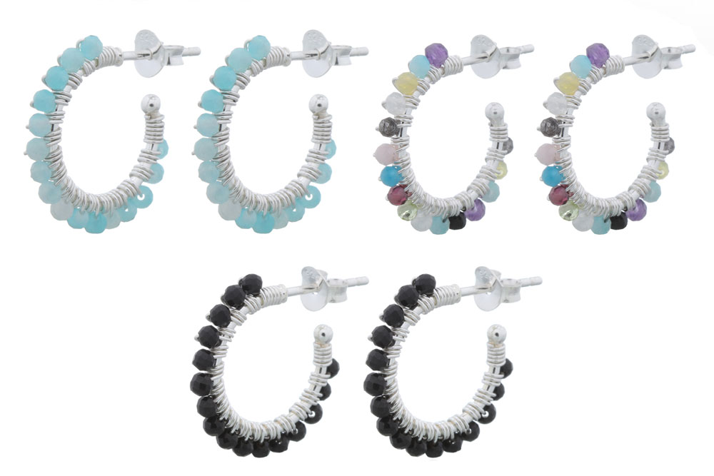 Pendiente aro plata 925 tubo redondo con perlas cultivadas