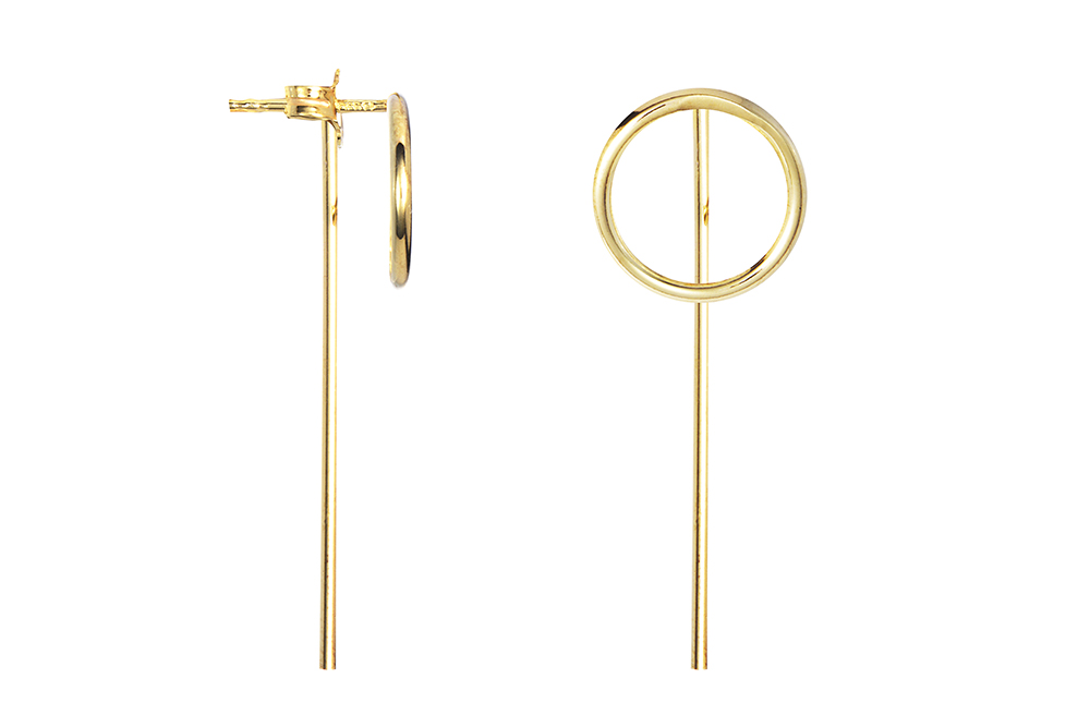 Pendiente largo plata 925 circulo con barra larga