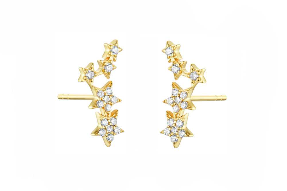 Pendiente plata 925 estrellitas con zirconitas 