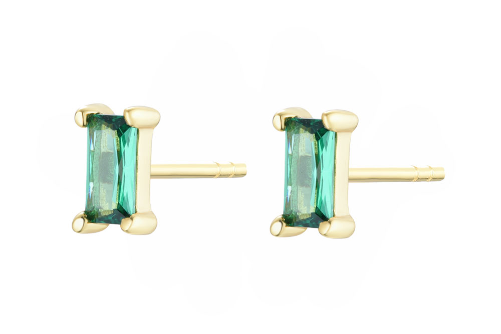 Sterling silver baguette zirconia earring