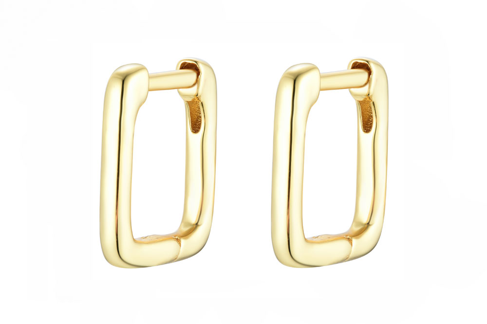 Sterling silver squared hoop earring