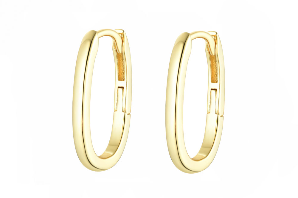 Sterling silver oval hoop earring