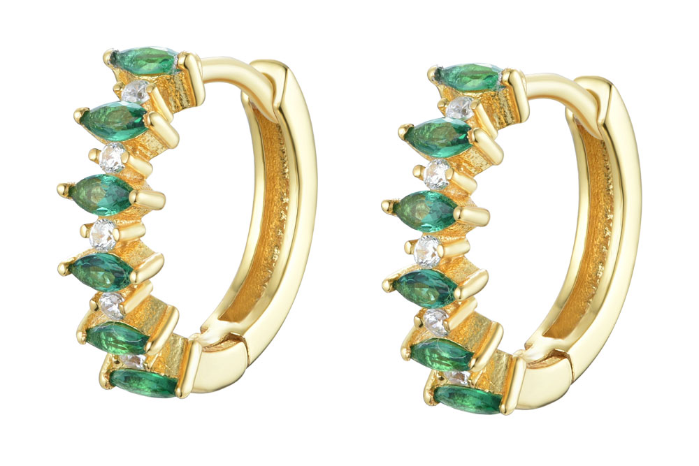 [15011E00E100ESDO] Sterling silver zirconia white earring hoop (Gold plated)