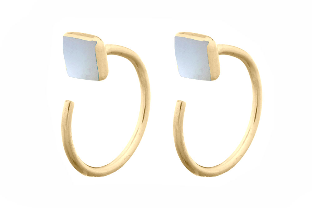 Sterling silver mini squared stone earring