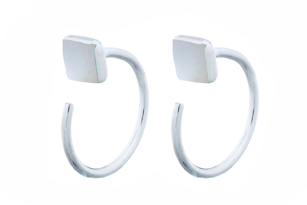 Sterling silver mini squared stone earring