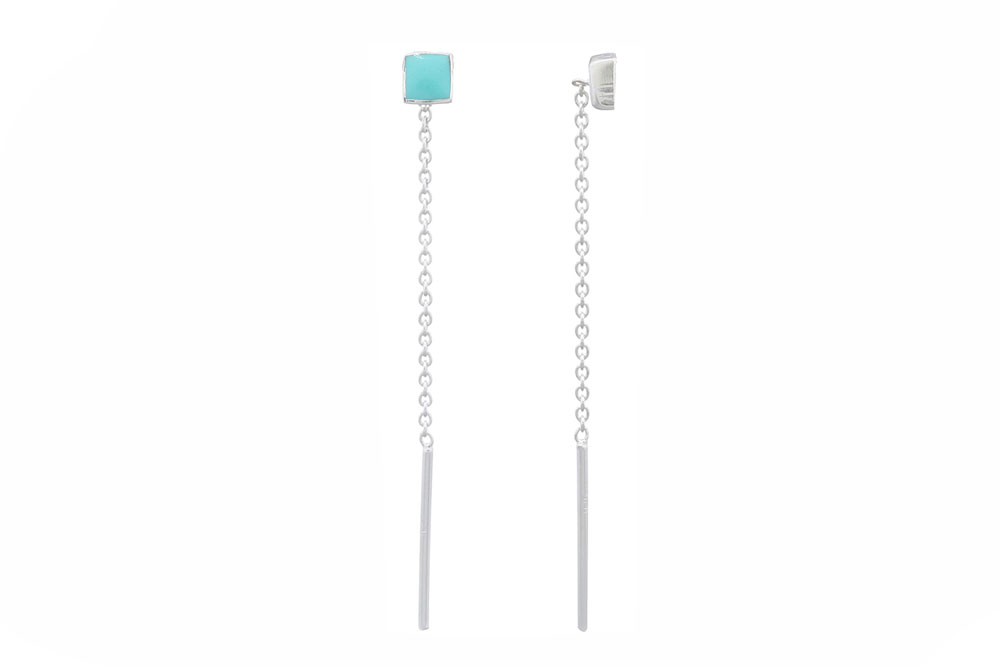 Sterling silver mini squared stone earring