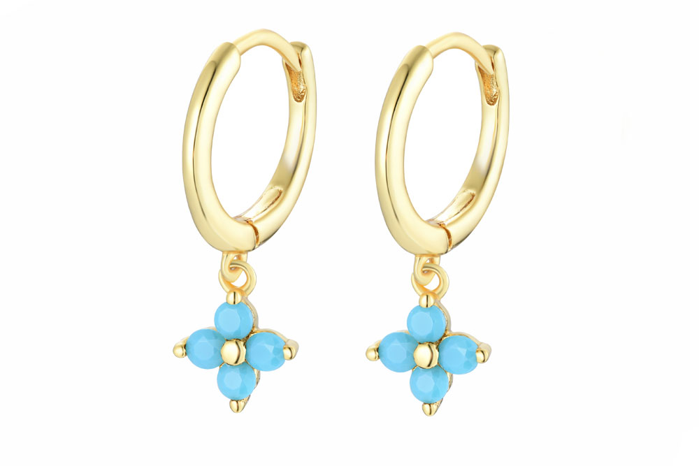 Sterling silver zirconia flower earring hoop