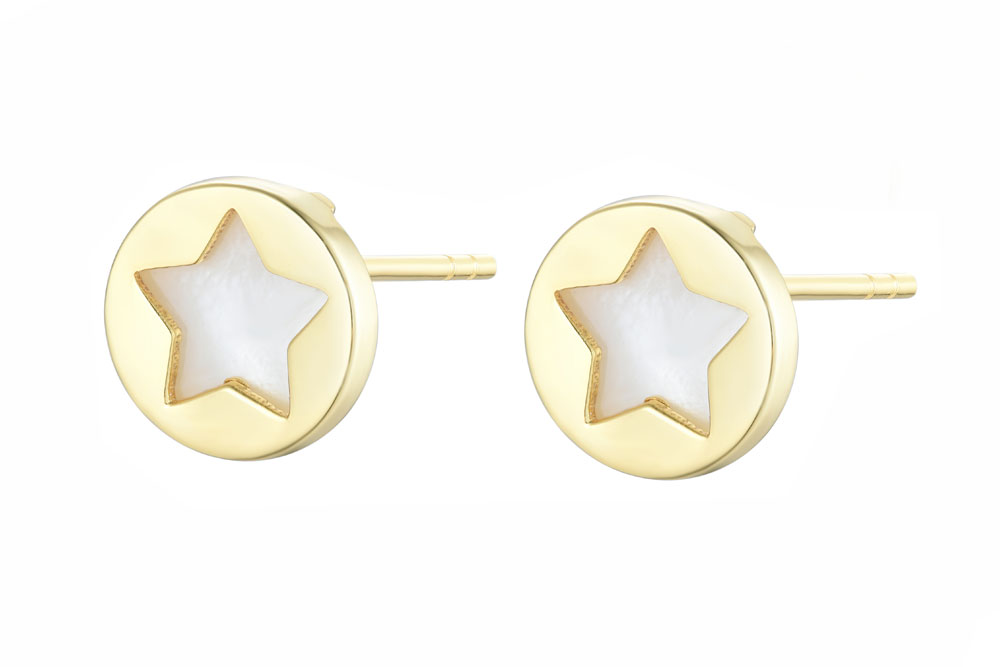 Sterling silver circle with mop star earring