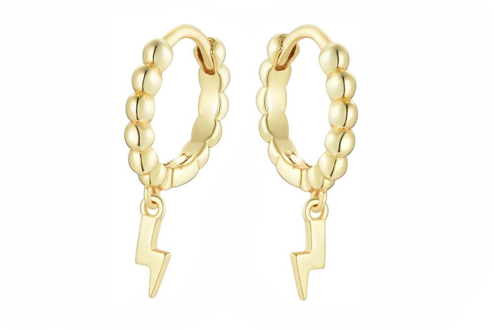 Pendiente plata 925 aro bolitas rayo 