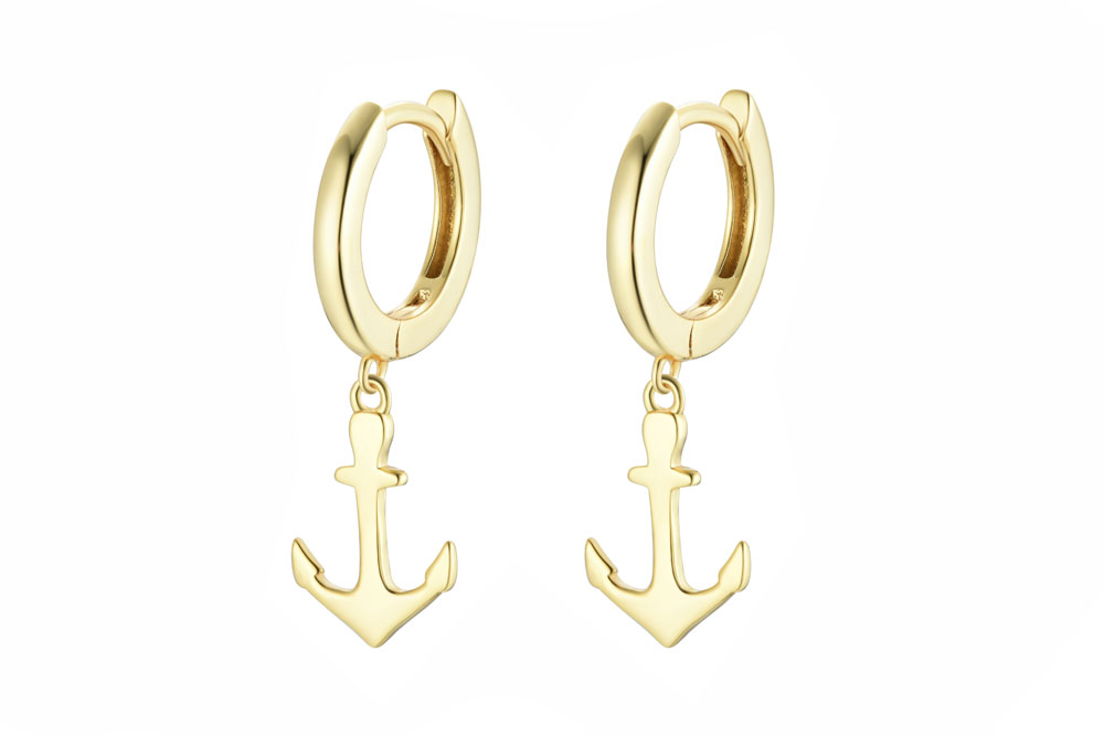 Sterling silver anchor earring