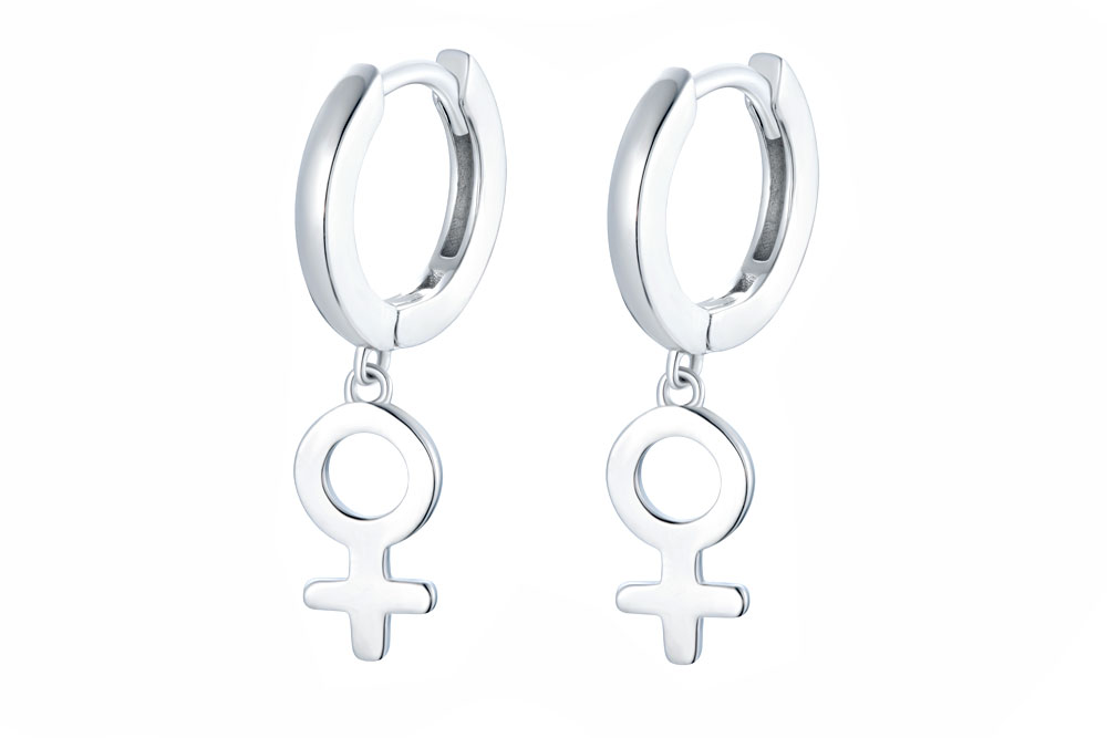 Sterling silver female symbol earring