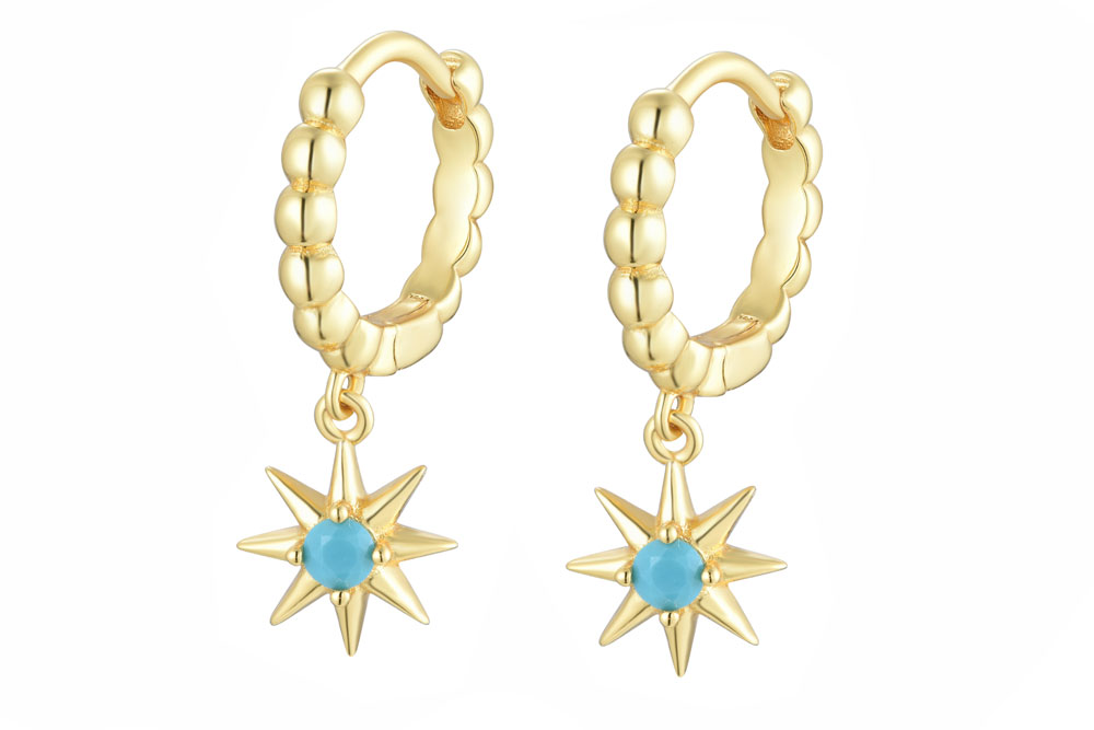 Sterling silver compass rose earring