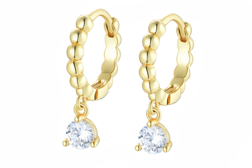 [15114E00E120BLDO] Pendiente plata 925 aro zirconita  (Oro)